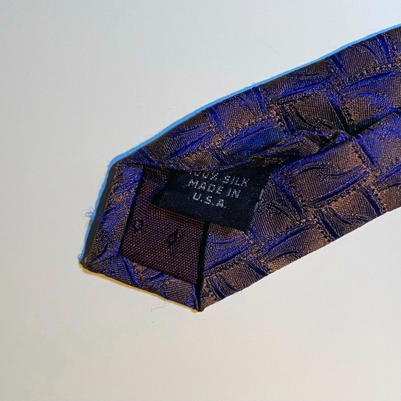 CARLO PALAZZI COUTURE Men’s Necktie Blue/Gold Geometric Design 100% Silk - Picture 3 of 4